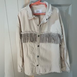 ZARA girls fringe shacket button up size 9 cowgirl